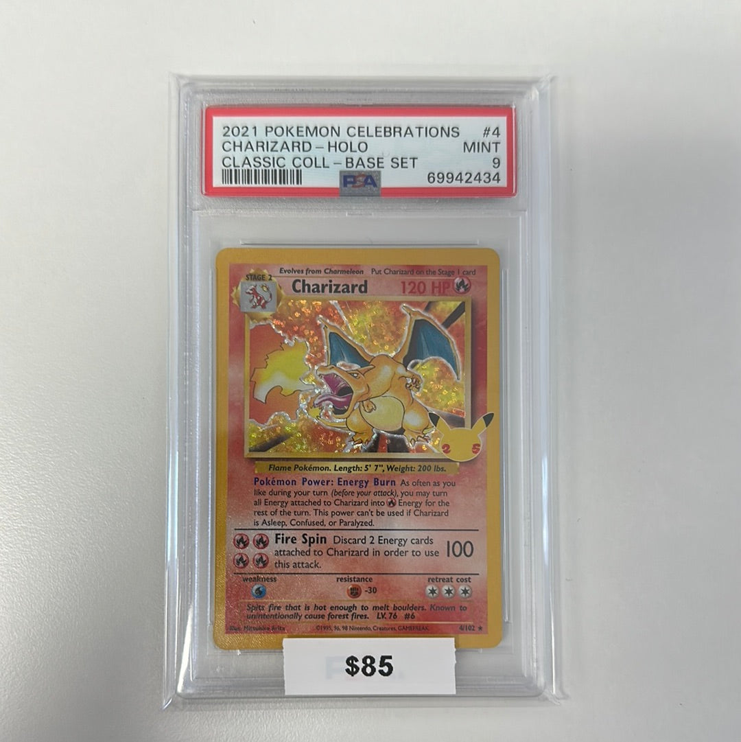 2021 Pokémon Celebrations Charizard Holo Classic Base Set #4 PSA 9