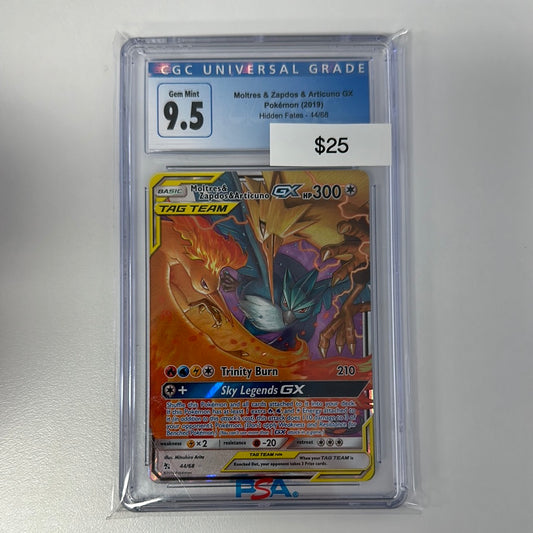 Pokémon Moltress & Zapdos & Articuno GX CGC 9.5