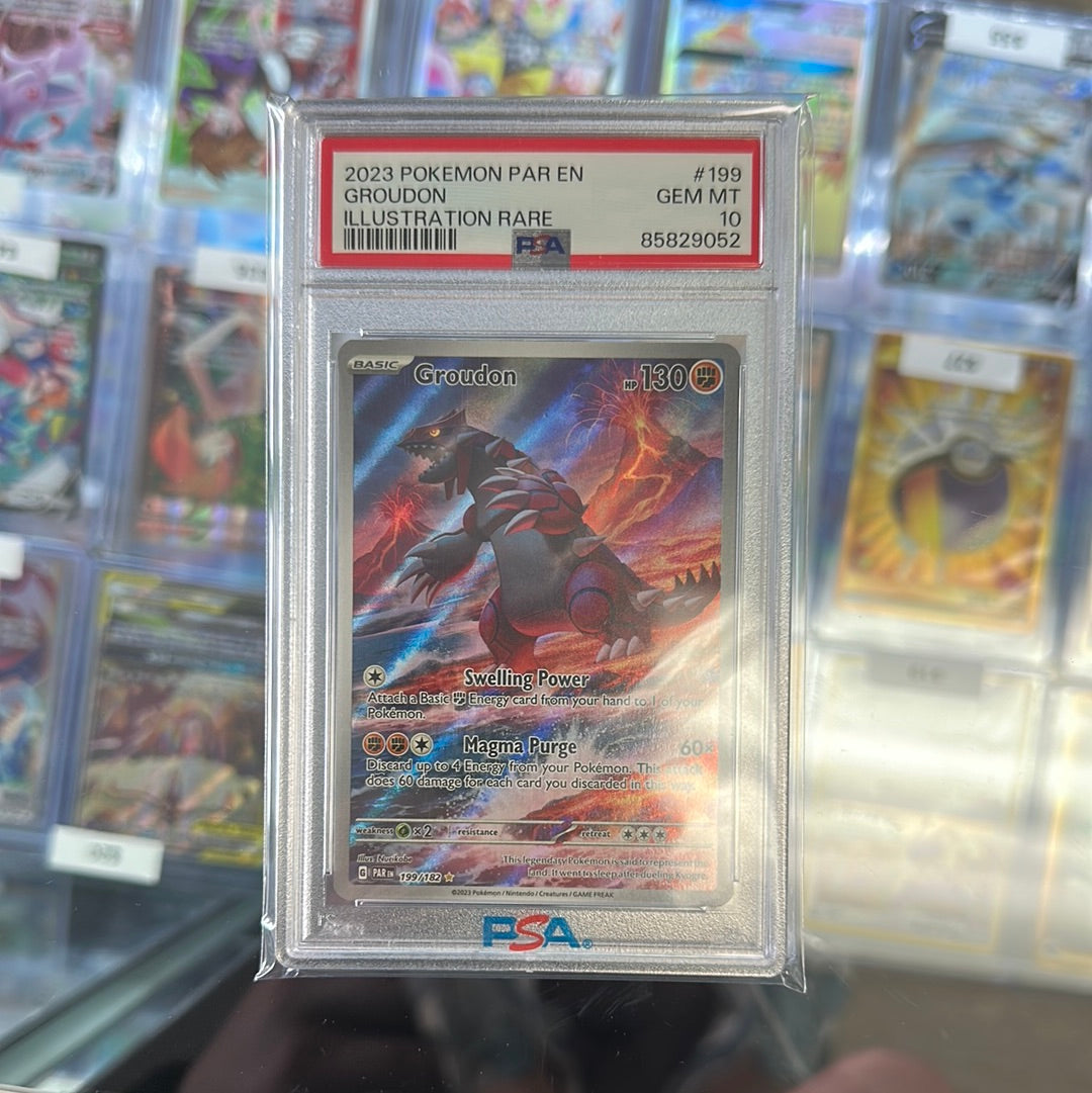 2023 Pokémon Paradox Rift Groudon Illustration Rare #199 PSA 10