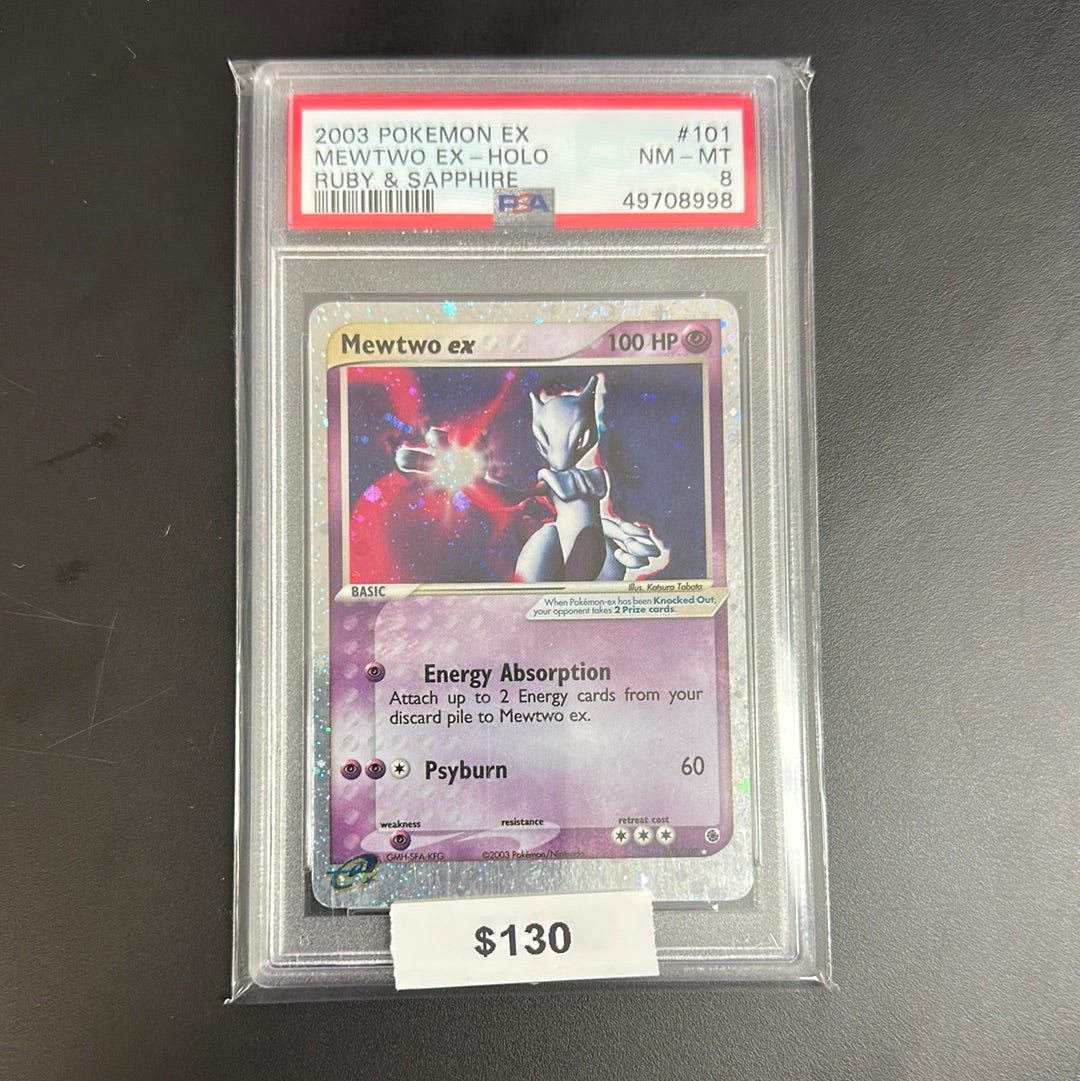 2003 Pokémon EX Mewtwo EX Holo Ruby & Sapphire #101 PSA 8