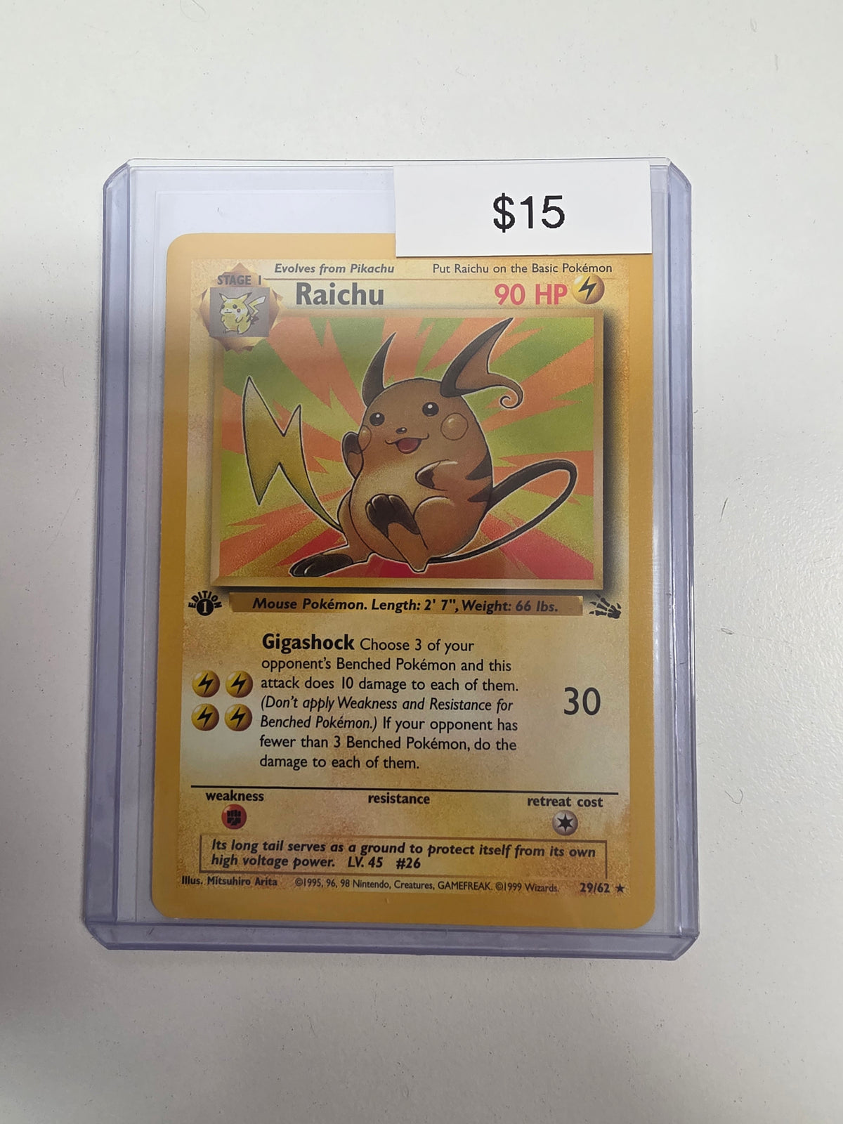 Pokémon Raichu non foil 1st edition 29/62