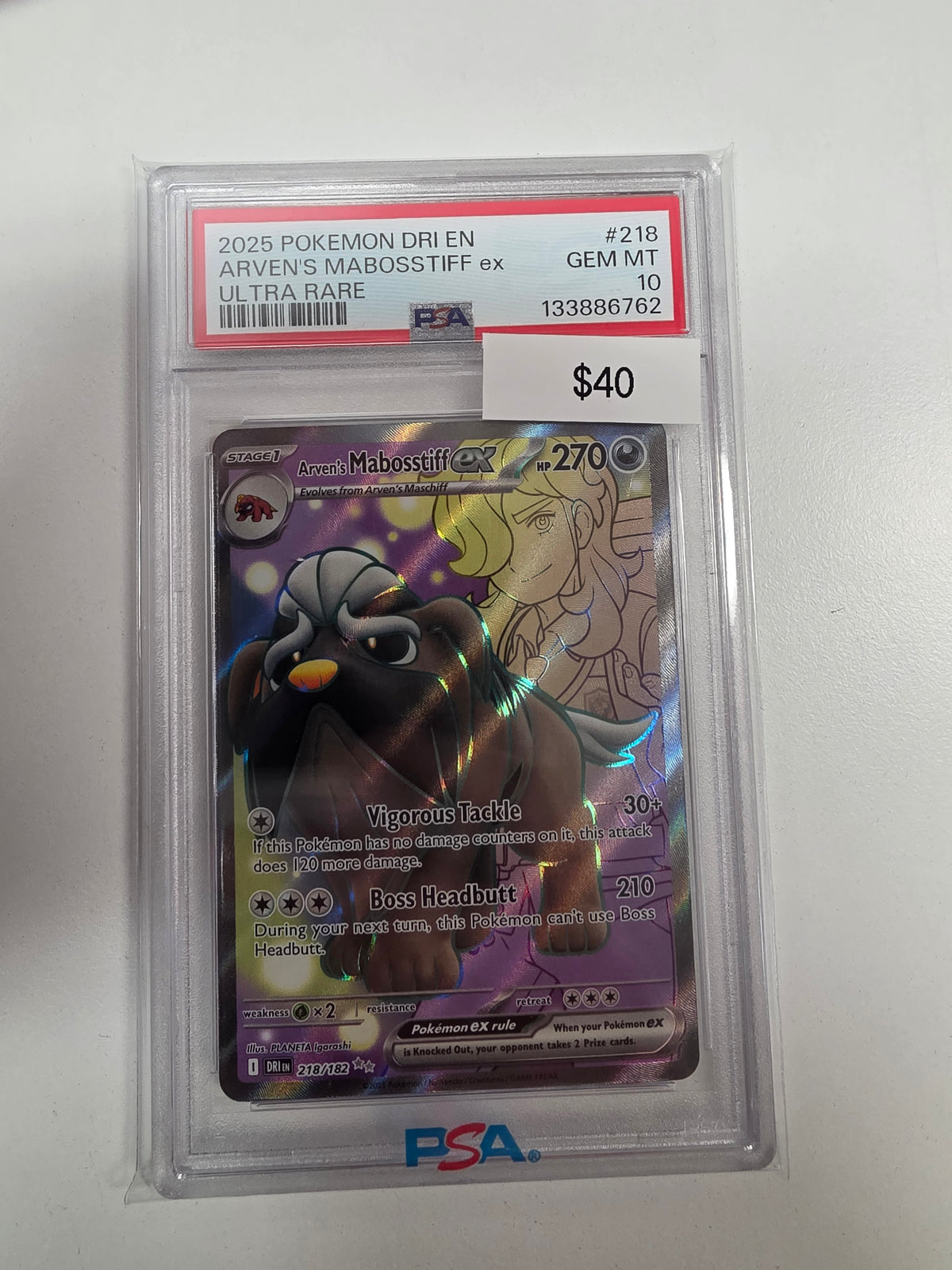 Pokemon Mabosstiff ex 218/182 PSA 10