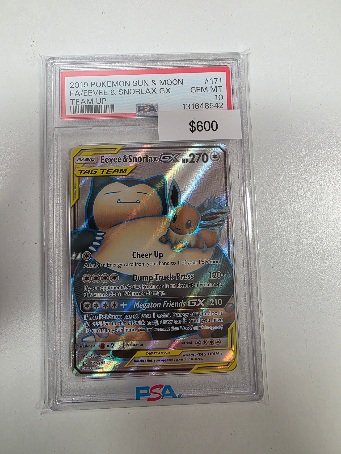 Pokemon Eevee & Snorlax GX 171/181 PSA 10
