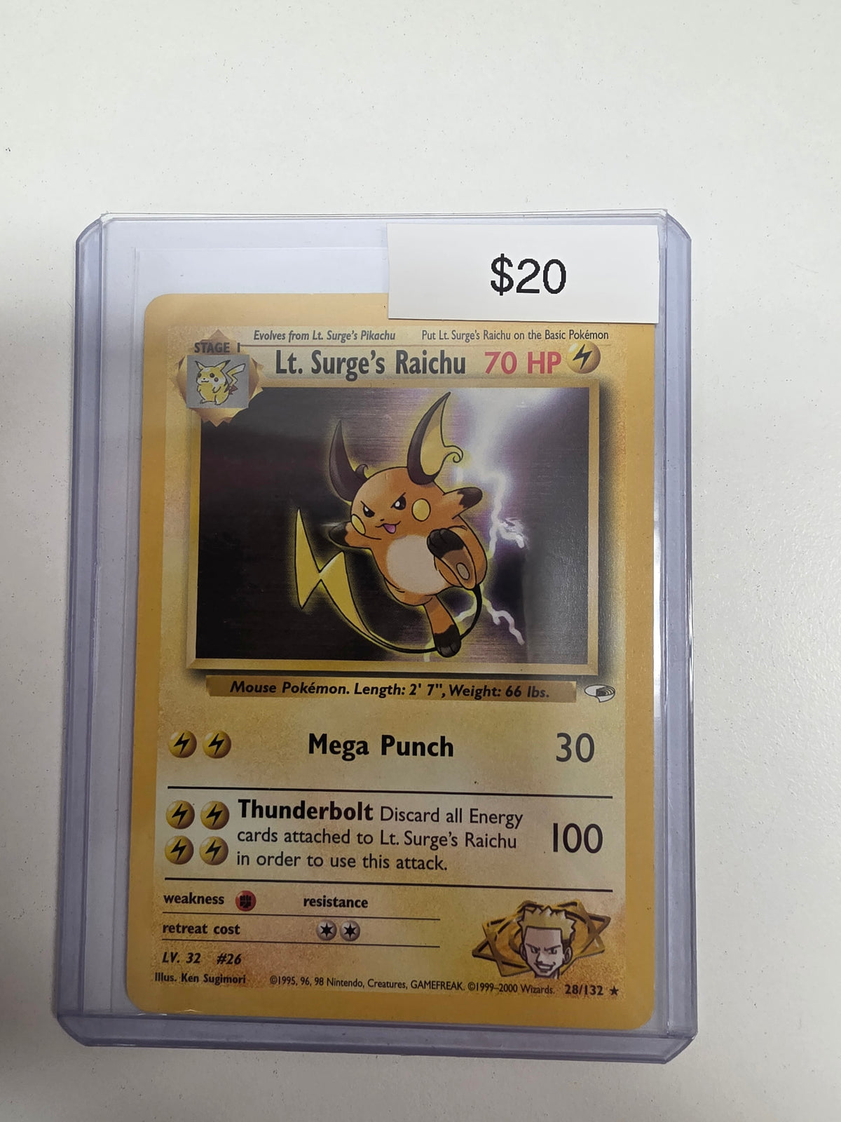 Pokemon Lt surge Raichu 28/132