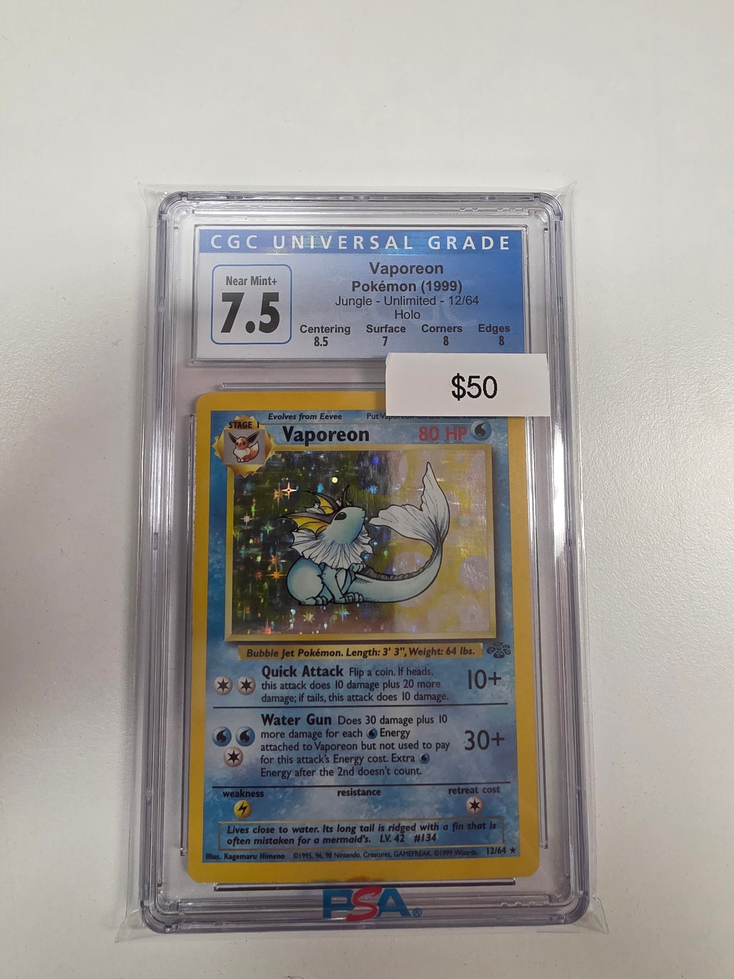Pokemon Vaporeon 12/64 CGC 7.5