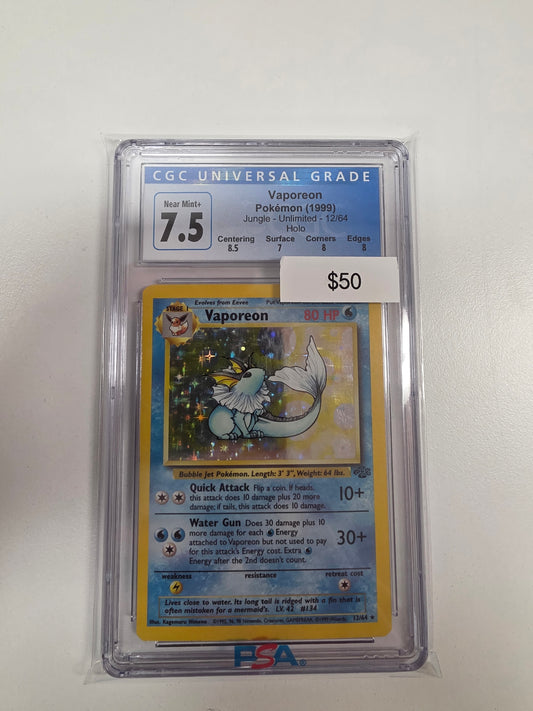 Pokemon Vaporeon 12/64 CGC 7.5