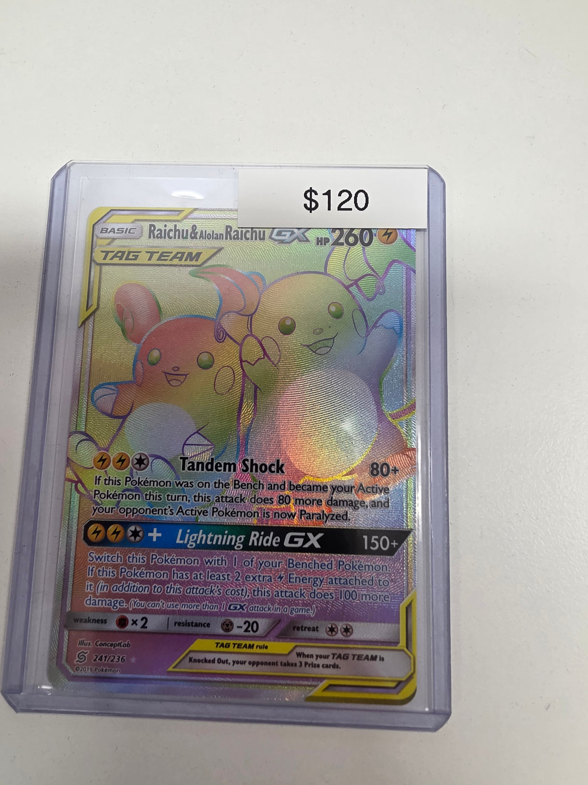 Pokemon Raichu & Alolan Raichu GX 241/236