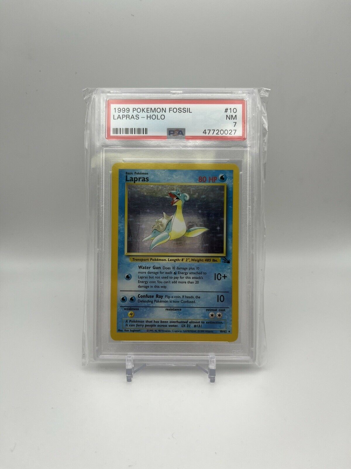 1999 Pokemon Fossil Lapras Holo PSA 7