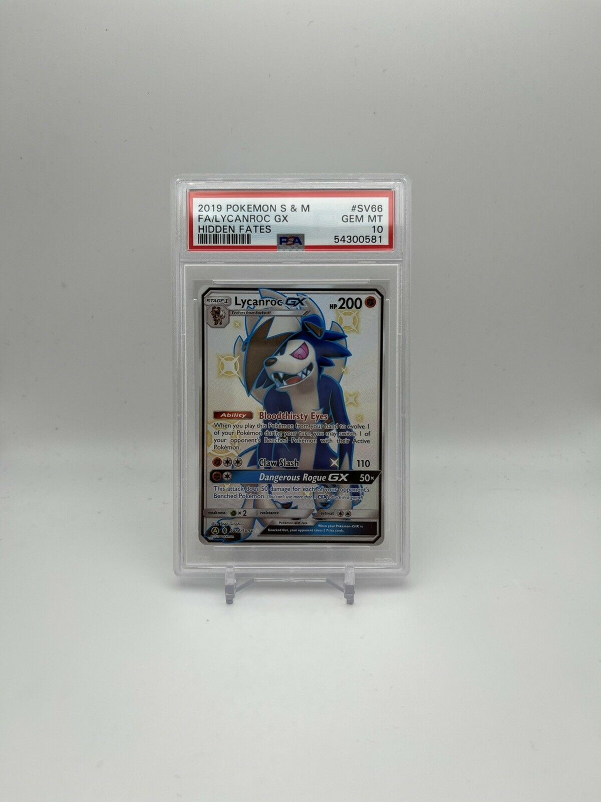 Lycanroc GX SV66/SV94 PSA 10 Textured Full Art Ultra Rare Pokemon Card