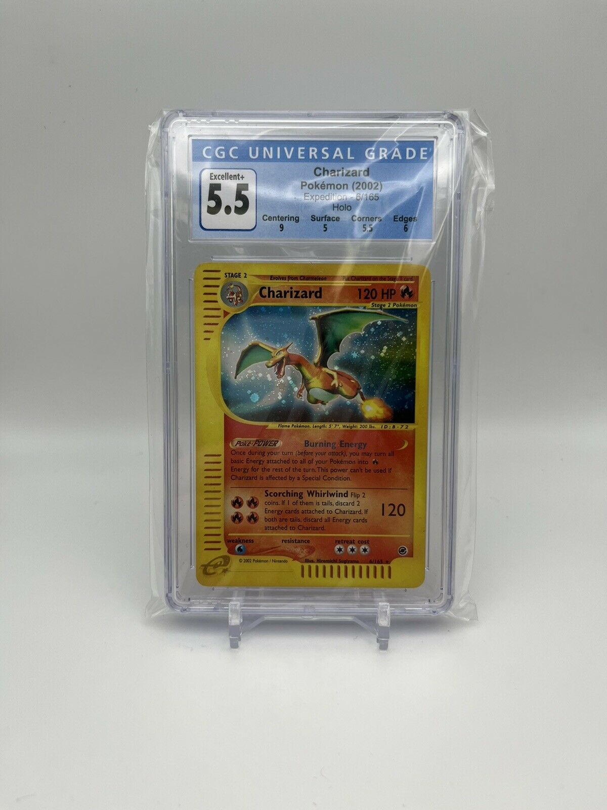 Pokemon Card - Charizard 6/165 Holo 2002 - Expedition - CGC 5.5 Excellent +