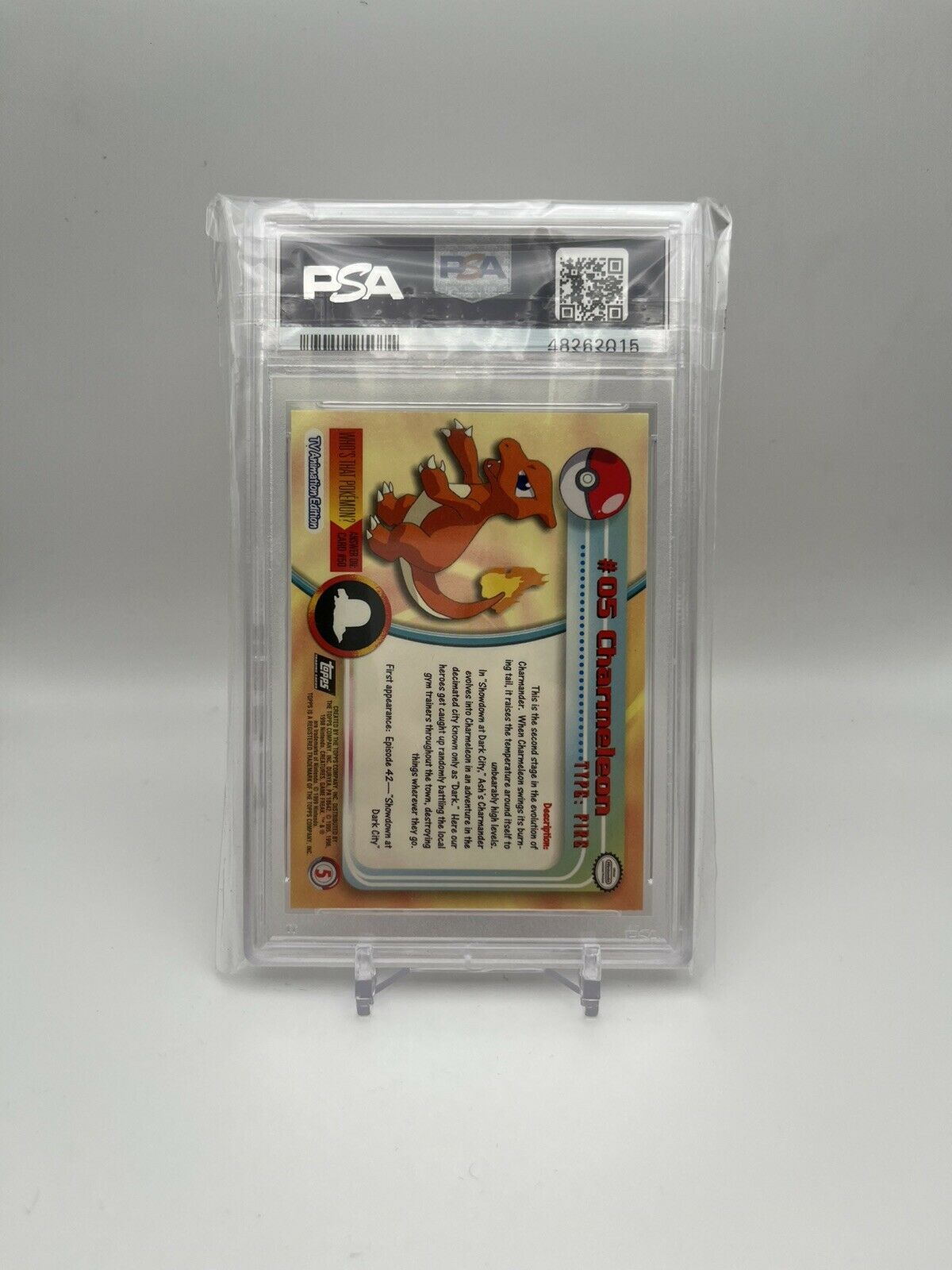 1999 Topps Pokemon TV Animation Charmeleon Rainbow Foil! PSA 9! Low Pop!