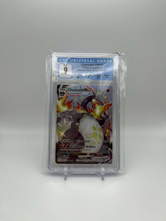 POKEMON TCG! CGC 9 Mint Charizard VMAX SV107/SV122 Shining Fates with Sub GRADES