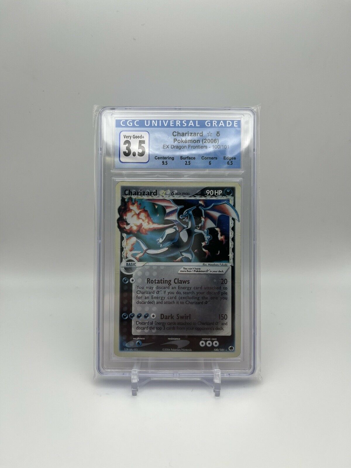 Pokemon CGC 3.5 Charizard Gold Star Delta Species 100/101 EX Dragon Frontiers