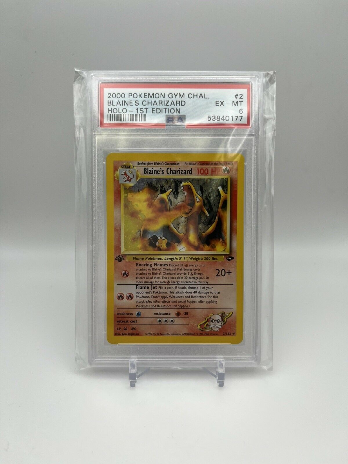 2000 POKEMON Gym Challenge Blaine's CHARIZARD HOLO - 1st Edition #2/132 PSA 6