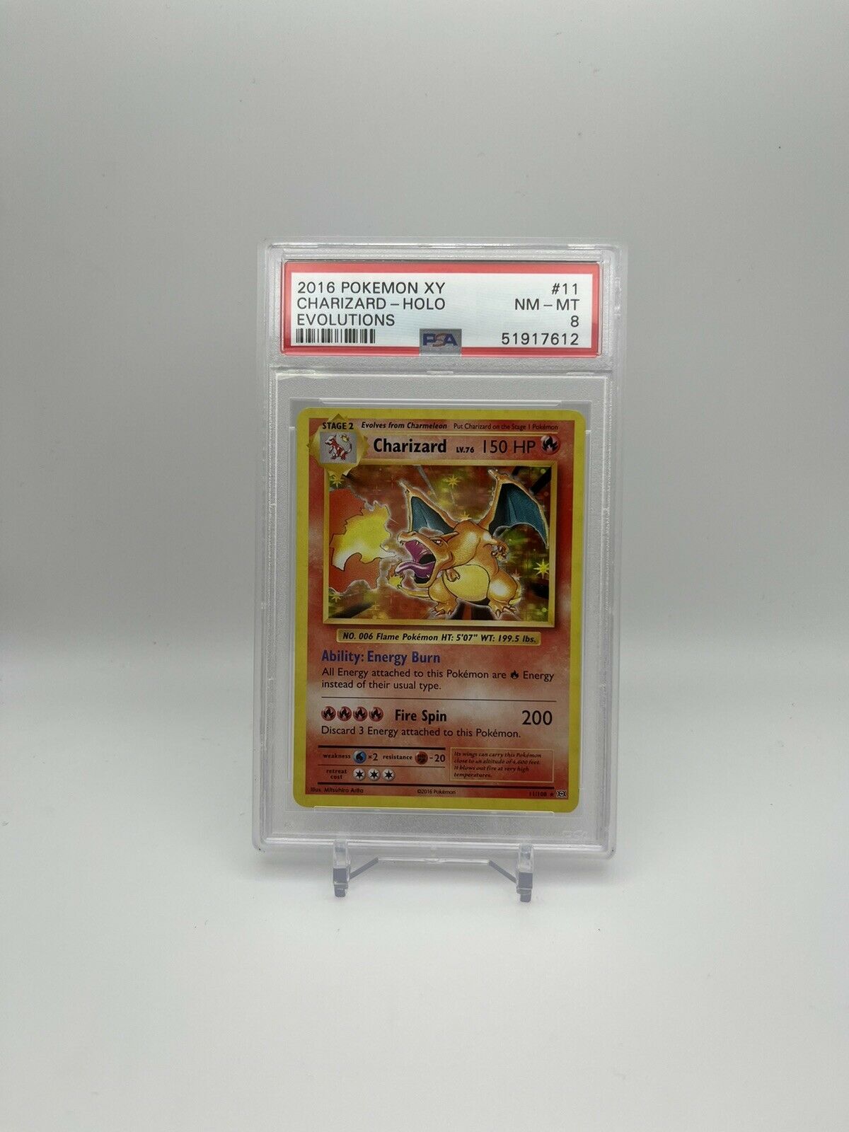 2016 Pokemon XY Evolutions 11 Charizard Holo 11/108 [PSA 8]