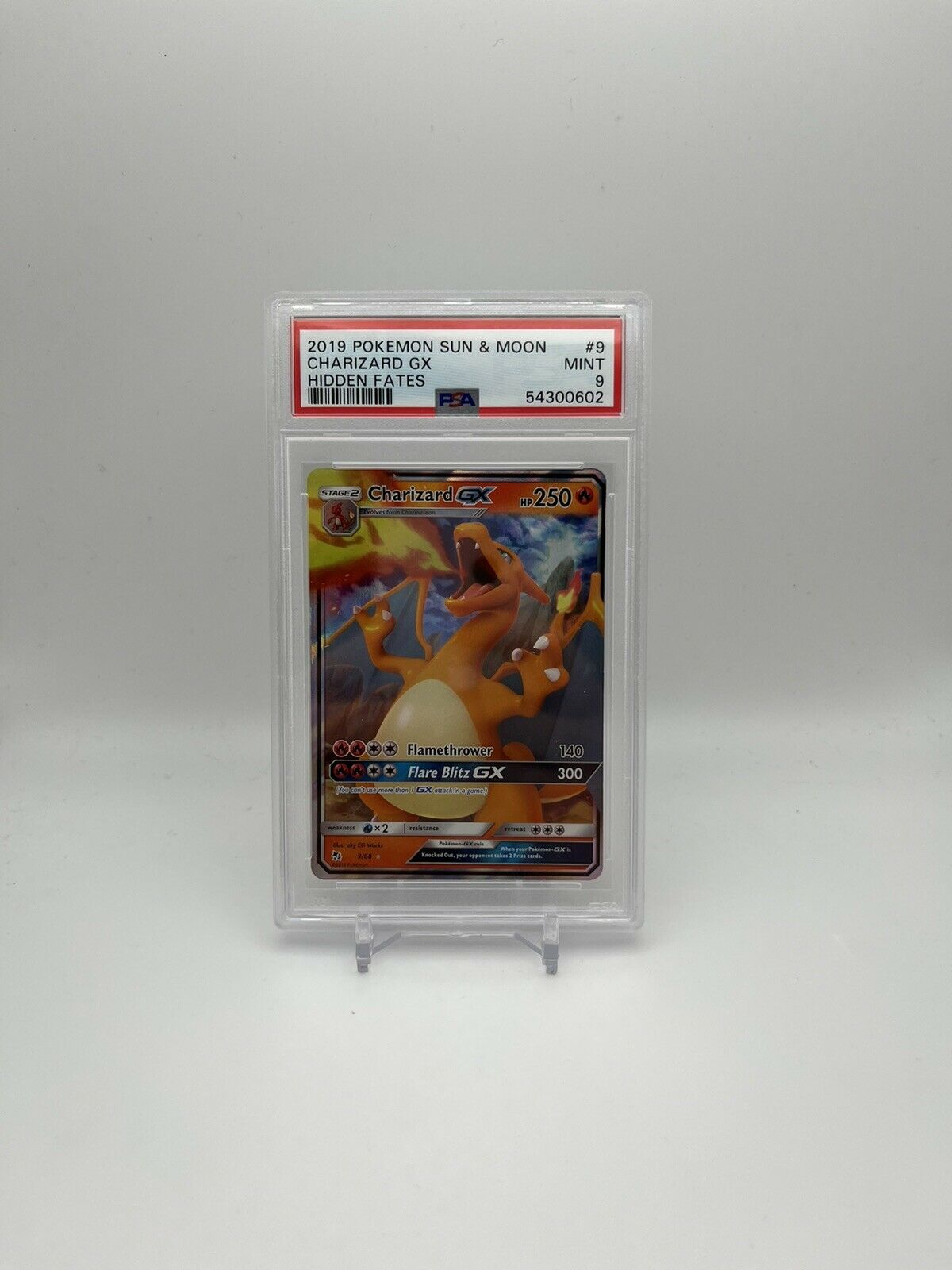 2019 Pokemon Sun Moon CHARIZARD GX Holo Rare Hidden Fates 9/68 Mint PSA 9