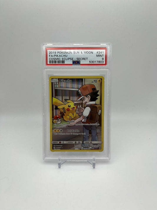 PSA 9 MINT Full Art Pikachu Secret Rare Cosmic Eclipse #241/236 2019 Pokemon TCG