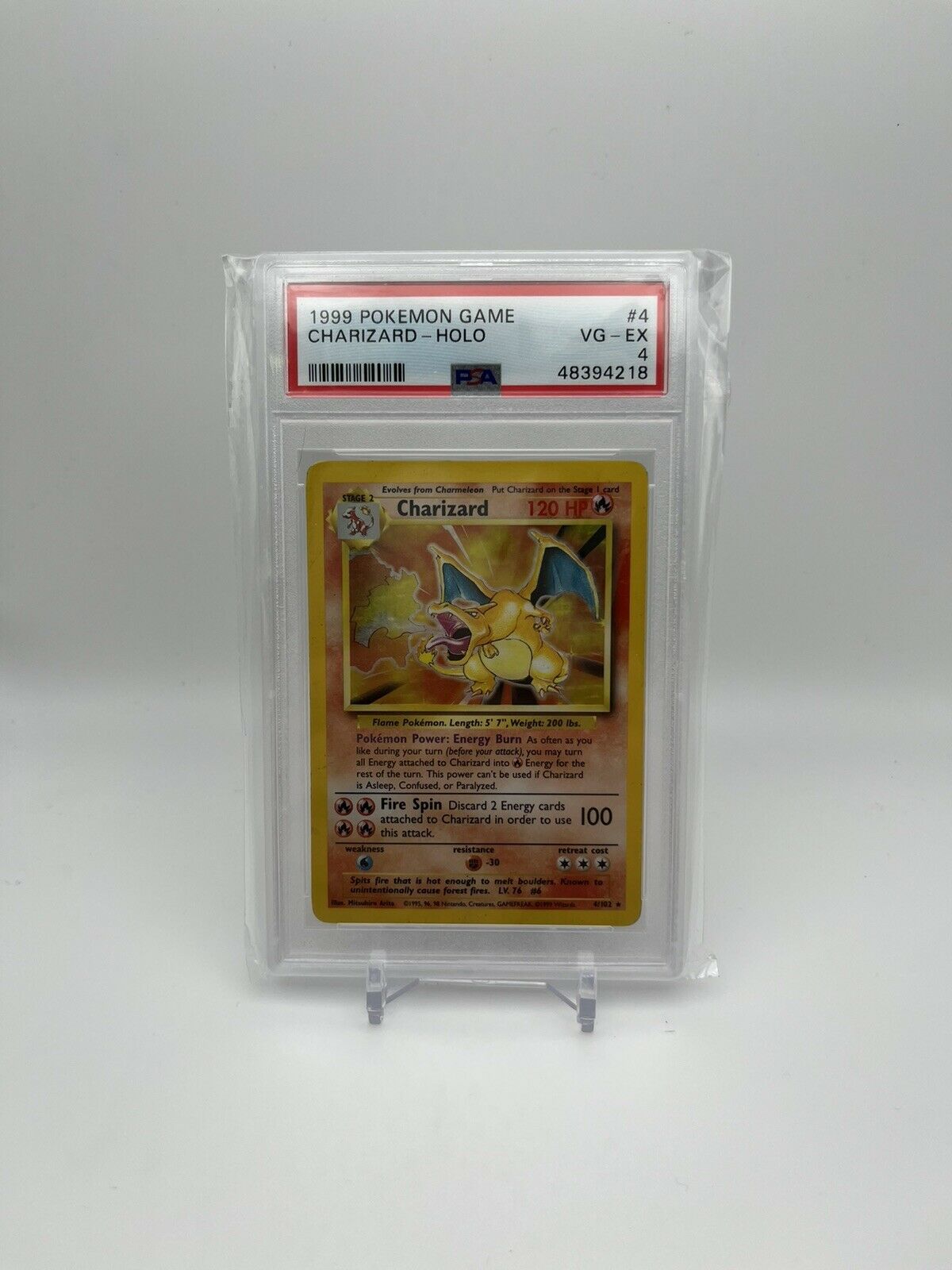 PSA 4 VG-EX 1999 POKEMON BASE SET CHARIZARD HOLO CARD 4/102