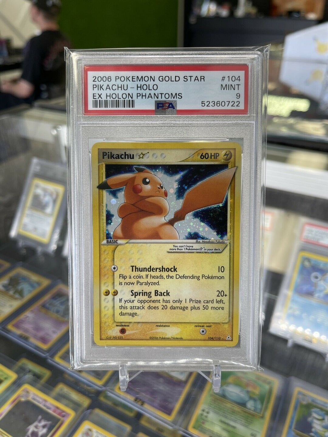2006 Pokemon Holon Phantoms Gold Star Pikachu PSA 9 + SWIRL