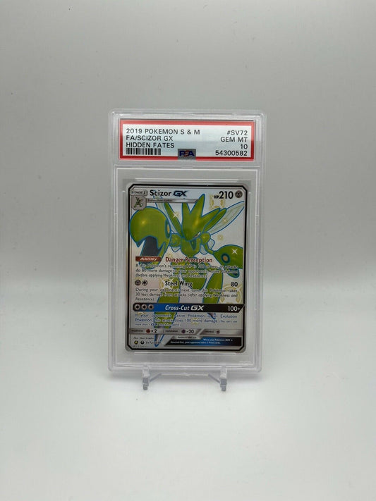 2019 Pokemon Hidden Fates Shiny Scizor GX PSA 10 GEM MT SV72 Full Art