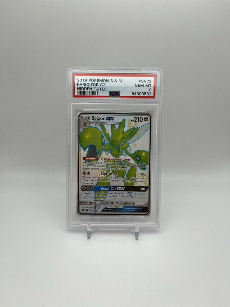 2019 Pokemon Hidden Fates Shiny Scizor GX PSA 10 GEM MT SV72 Full Art
