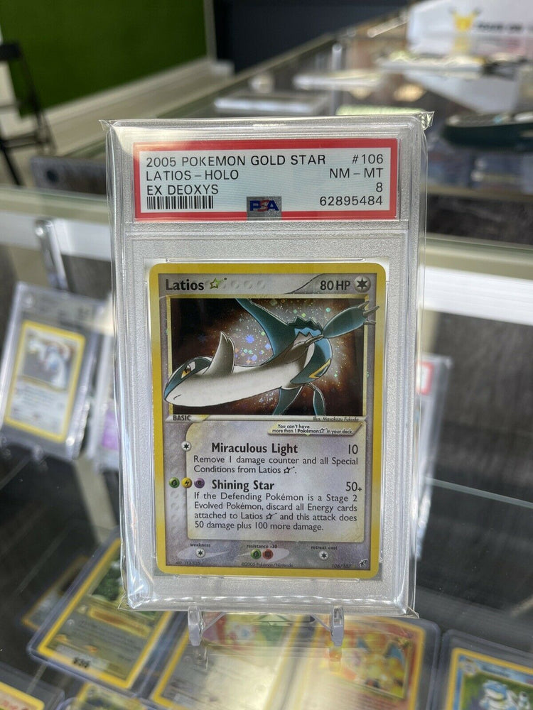 Pokemon EX Deoxys Holo Latios Gold Star #106 PSA 8 SWIRL