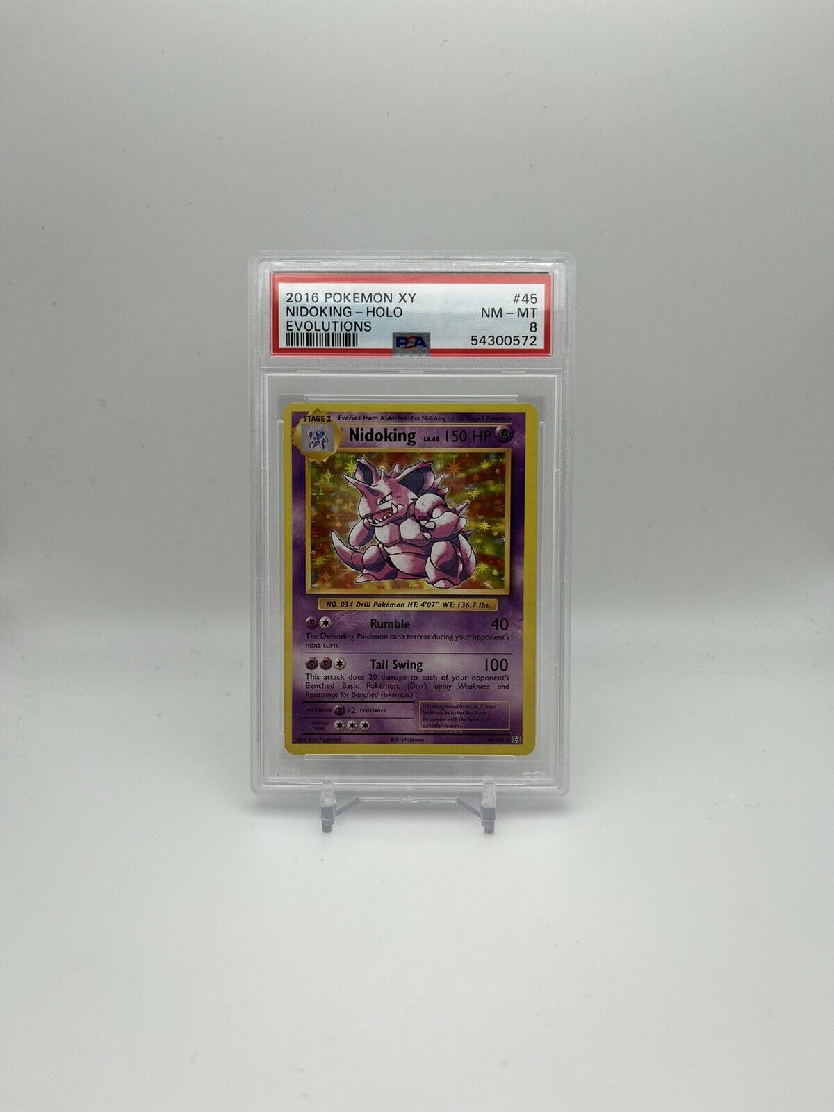 2016 Pokemon XY Evolutions 45/108 Nidoking Holo PSA 8 NM - Mint