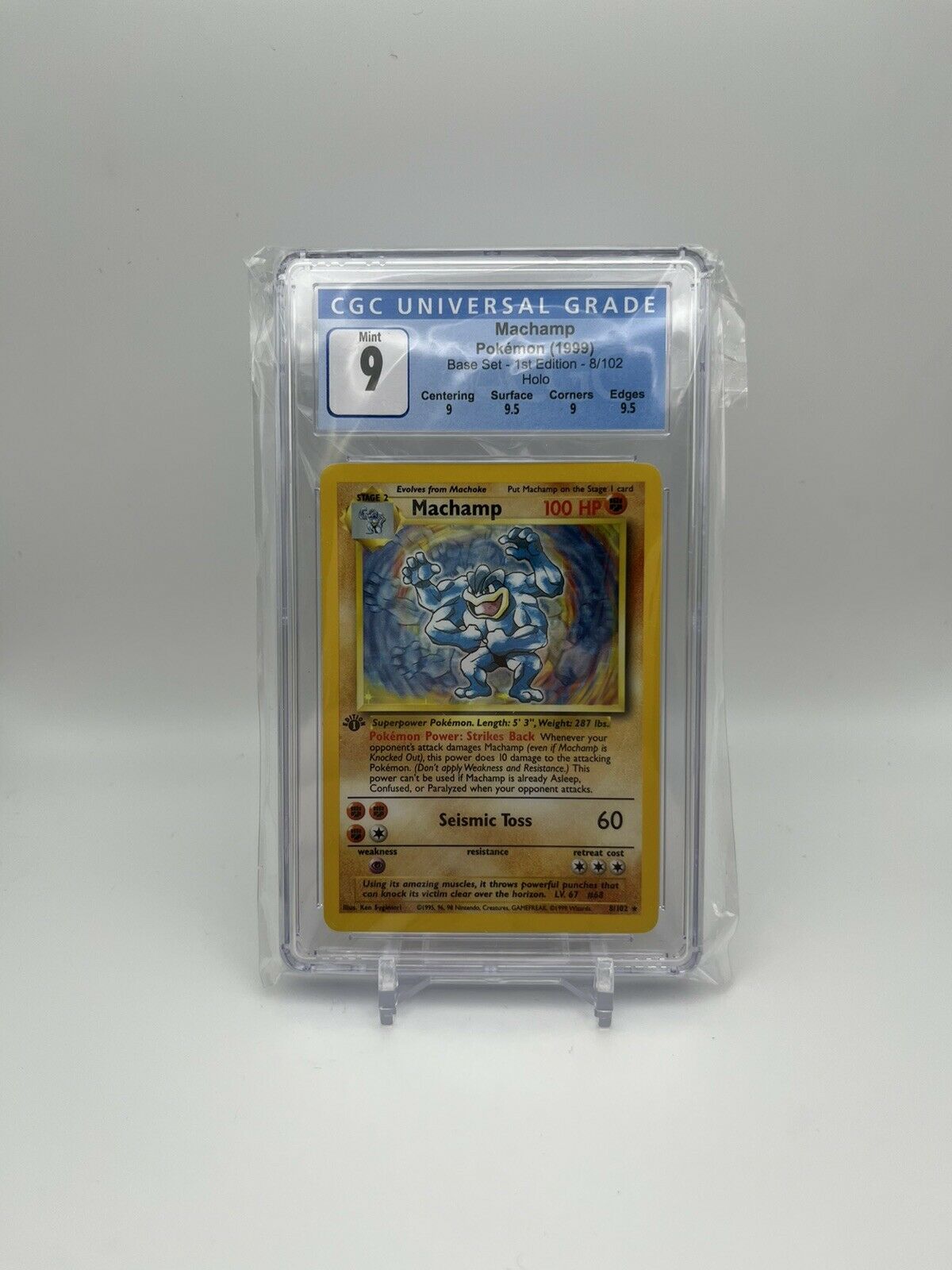 1999 Pokemon Base Set 1st Edition Machamp #8/102 Holo CGC 9 MINT