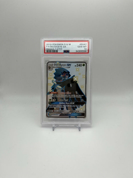 PSA 10 Decidueye GX 2019 Pokemon Hidden Fates SV47 Full Art Gem Mint