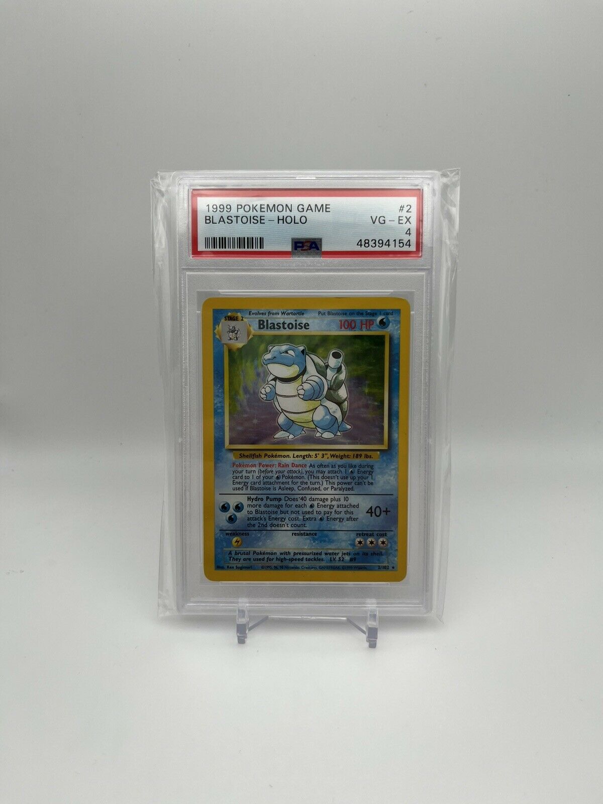 Base Set Blastoise Rare Holo PSA 4 Pokemon Card WOTC 1999 2/102 Vintage Tcg