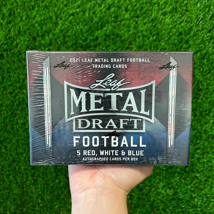 2021 Leaf Metal Football Red White & Blue Hobby Box